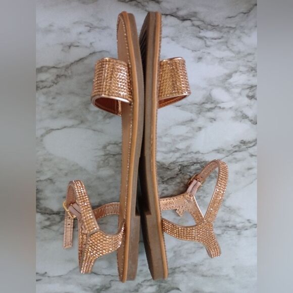 Top Moda Flat Two Strap Rhinestone Sandals Size 7.5 - Picture 5 of 8